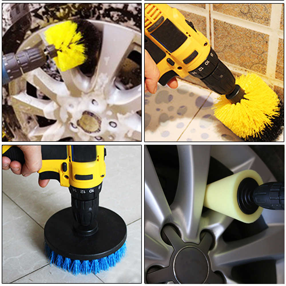 New Detailing Brush Set Power Scrubber Drill Brushes Set Nylon Brushes Sponge Buffing Pads For Air Vents Rim Dirt Dust Cleaning