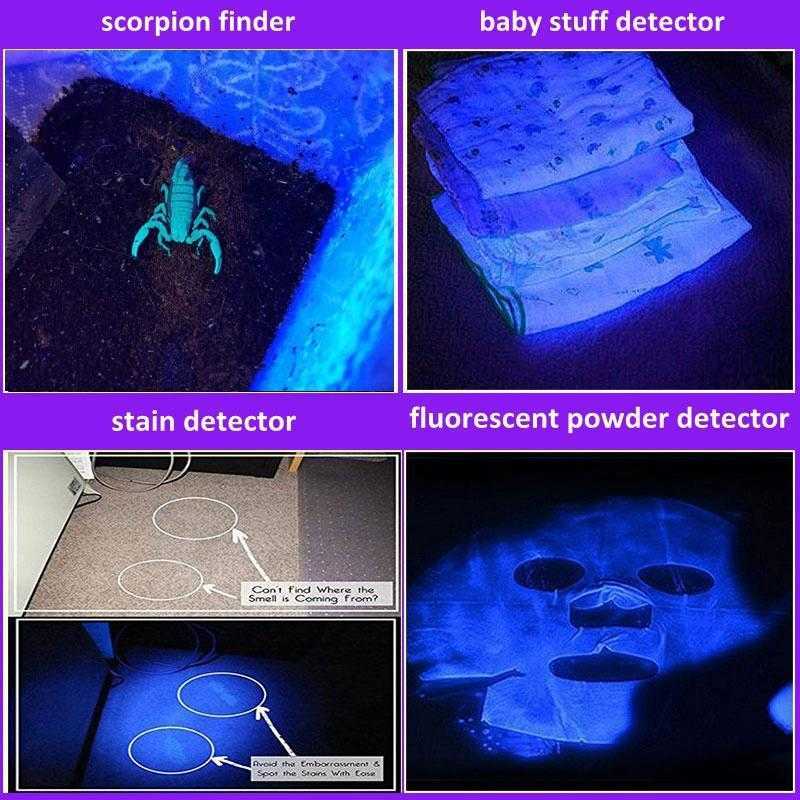 El feneri Torçlar E5 şarj edilebilir LED UV El Feneri Ultraviyole Torçlu Zoomable Mini 395Nm UV Siyah Işık Evcil Hayvan İdrar It Leke Dedektörü Scorpion Av P230517