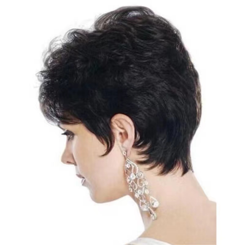 Lace Wig Middle aged and elderly mothers wigs women's short curly hair thin breathable lifelike needle delivery all head