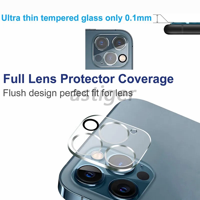 Protecteur d'objectif de caméra arrière 3D HD à couverture complète en verre trempé avec cercle de flash pour iPhone 15 14 13 12 11 mini Pro Max 14plus avec boîte de vente au détail