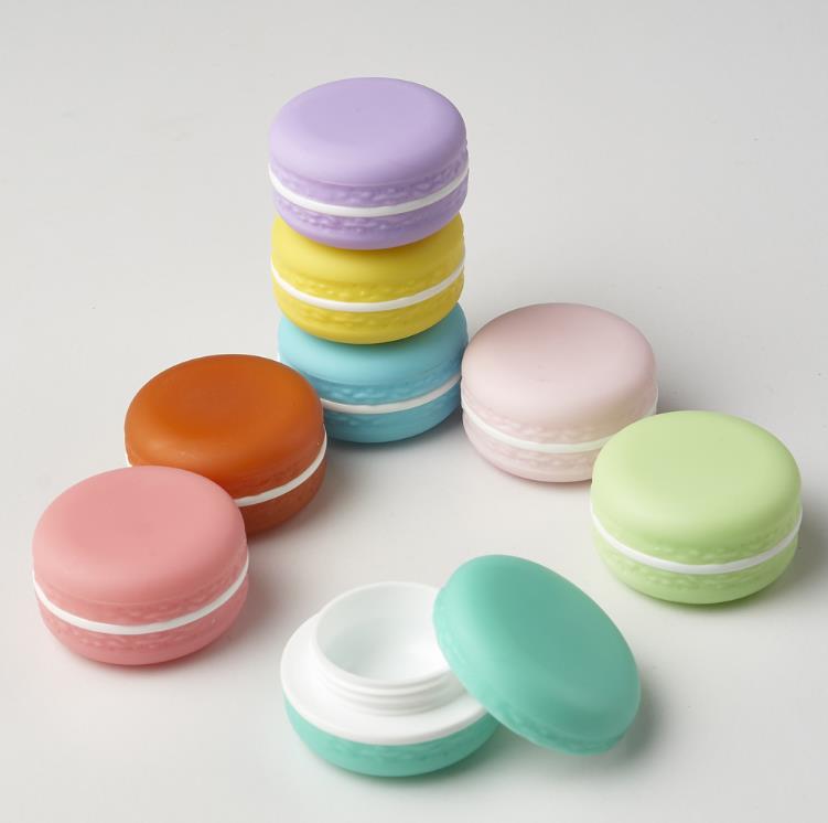 Förpackningsflaskor godisfärg 5g ​​macaron kosmetiska tomma grädde burkar läppstift läppbalsam container macarons subflaskling diy flaska sn4379