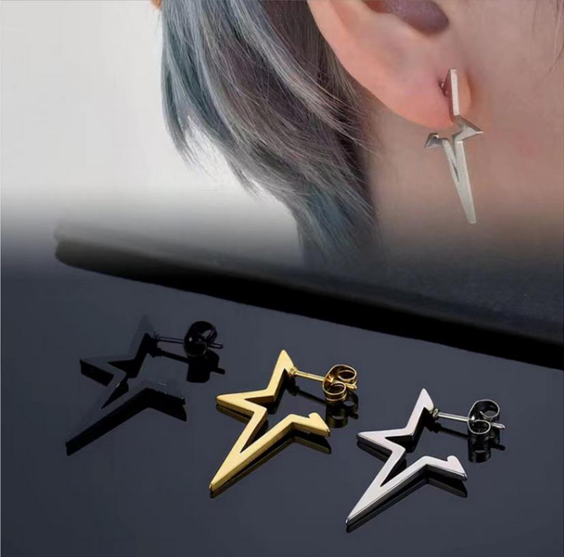 Hip Hop Street Women Men Cross Earrings Star Pendant Cartilage Drop Dangle Earrings Jewelry 