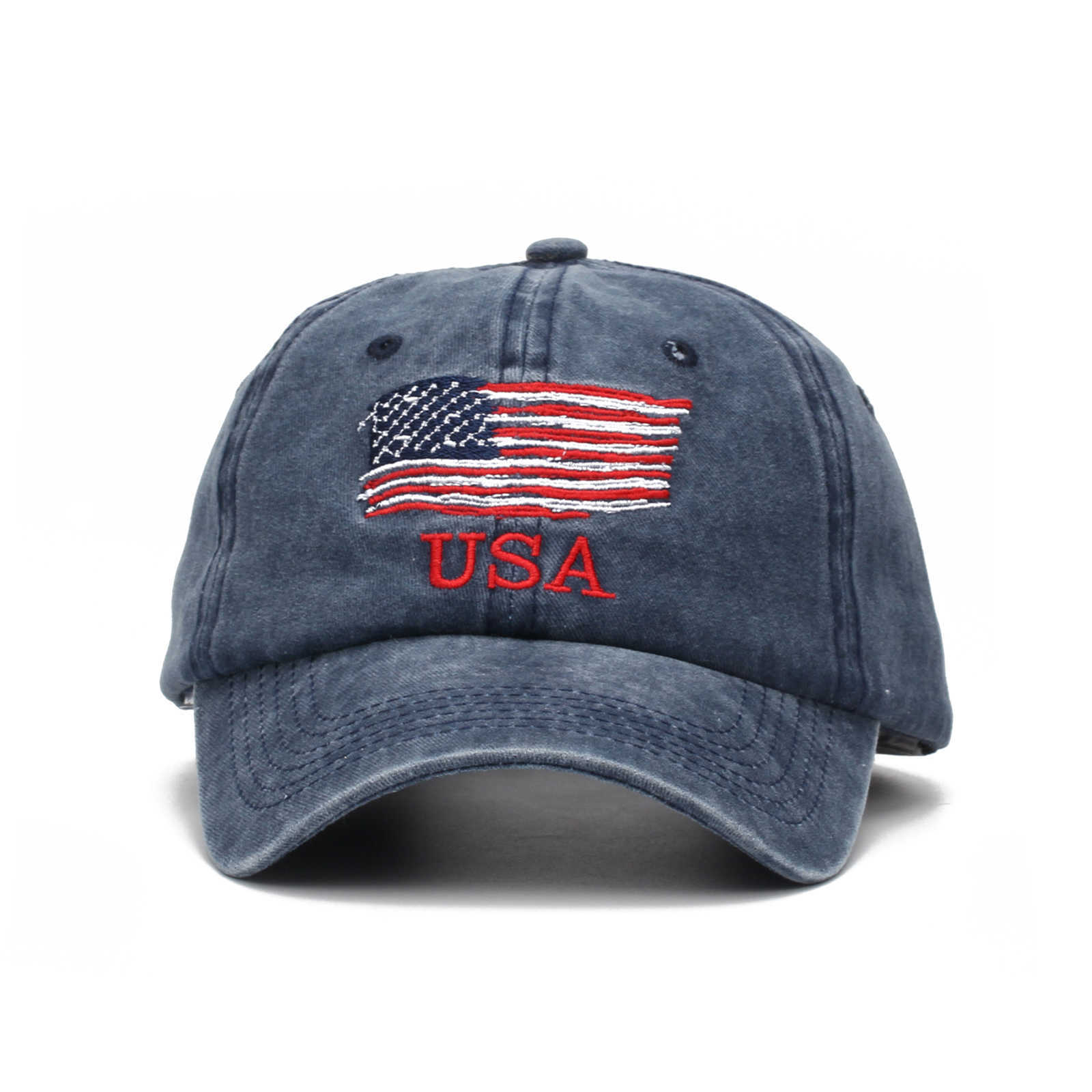 모자 4 색 고민 미국 국기 공발 공상 데님 여성 자수 편지 청바지 모자 미국 힙합 캡 AA220517