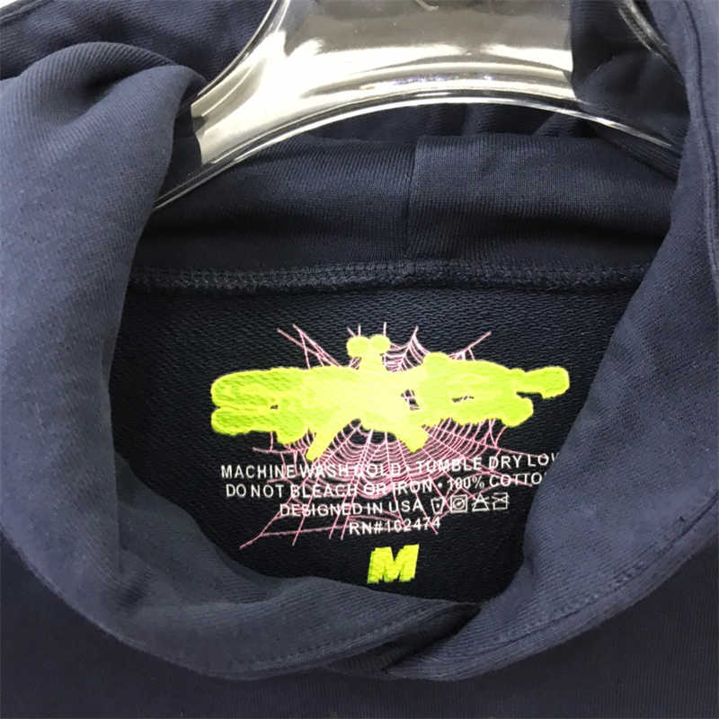 Men's Hoodies Sweatshirts Good Quality Blue  555555  Fashion Pullover Men  Young Thug Spider Web Star Letter Women Hoodies y2k