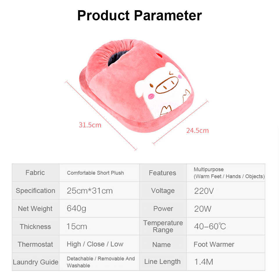 Novo 220V Aquecimento elétrico Pé que quente aquecedor de aquecimento mais quente lavável PLUSH AQUECIMENTO TEMPERATURA DE TEMPERATURA DO WINTRIM ARTIFACT