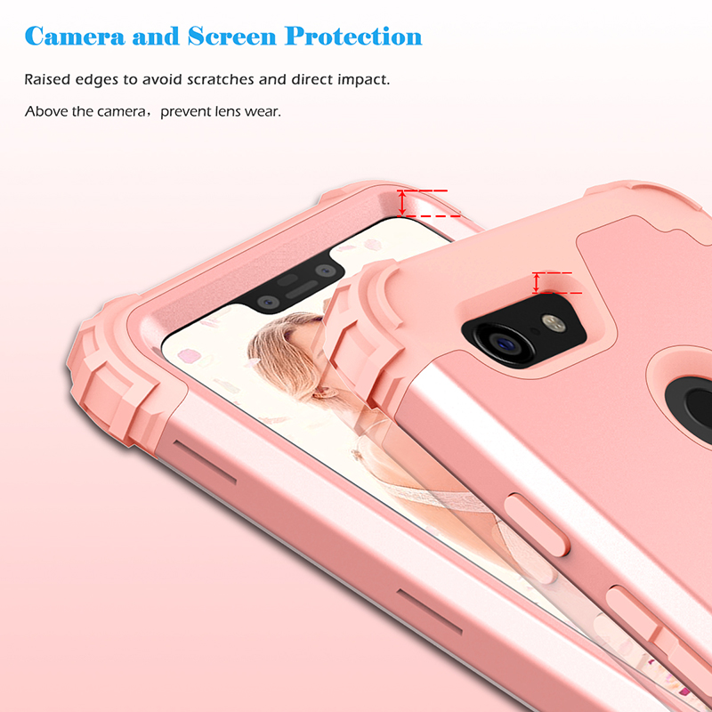 3 in 1 Shockproof Phone Cases For Pixel 3 3A 4 4A 5 5A 6 6A 7 7A XL Pro Hybrid PC Silicone Heavy Duty Anti-Drop Phone Case Back Cover Shell