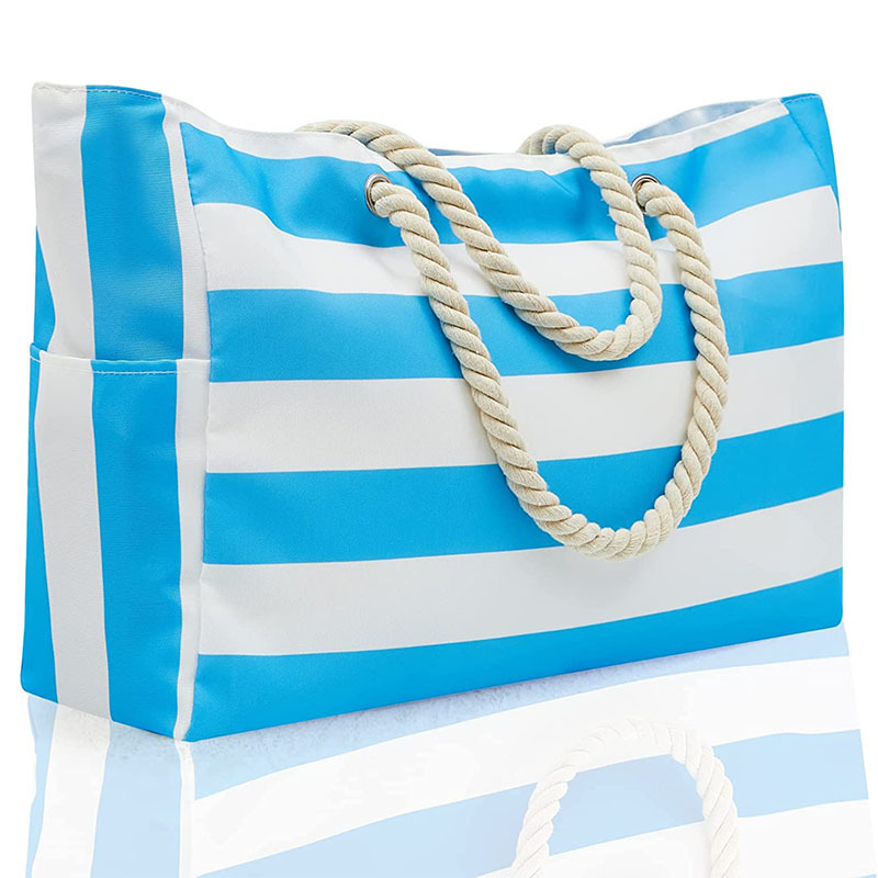 DHLSacs à provisions Femmes Toile Stripes Grande Capacité Cross Travel Beach Bag Mix Color