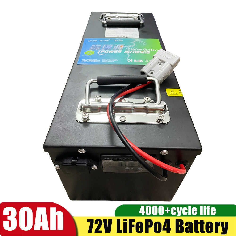 72V LIFEPO4 Electric Bicycle Scooter Battery 72V 30AH Laddningsbart batteri+5A -laddare