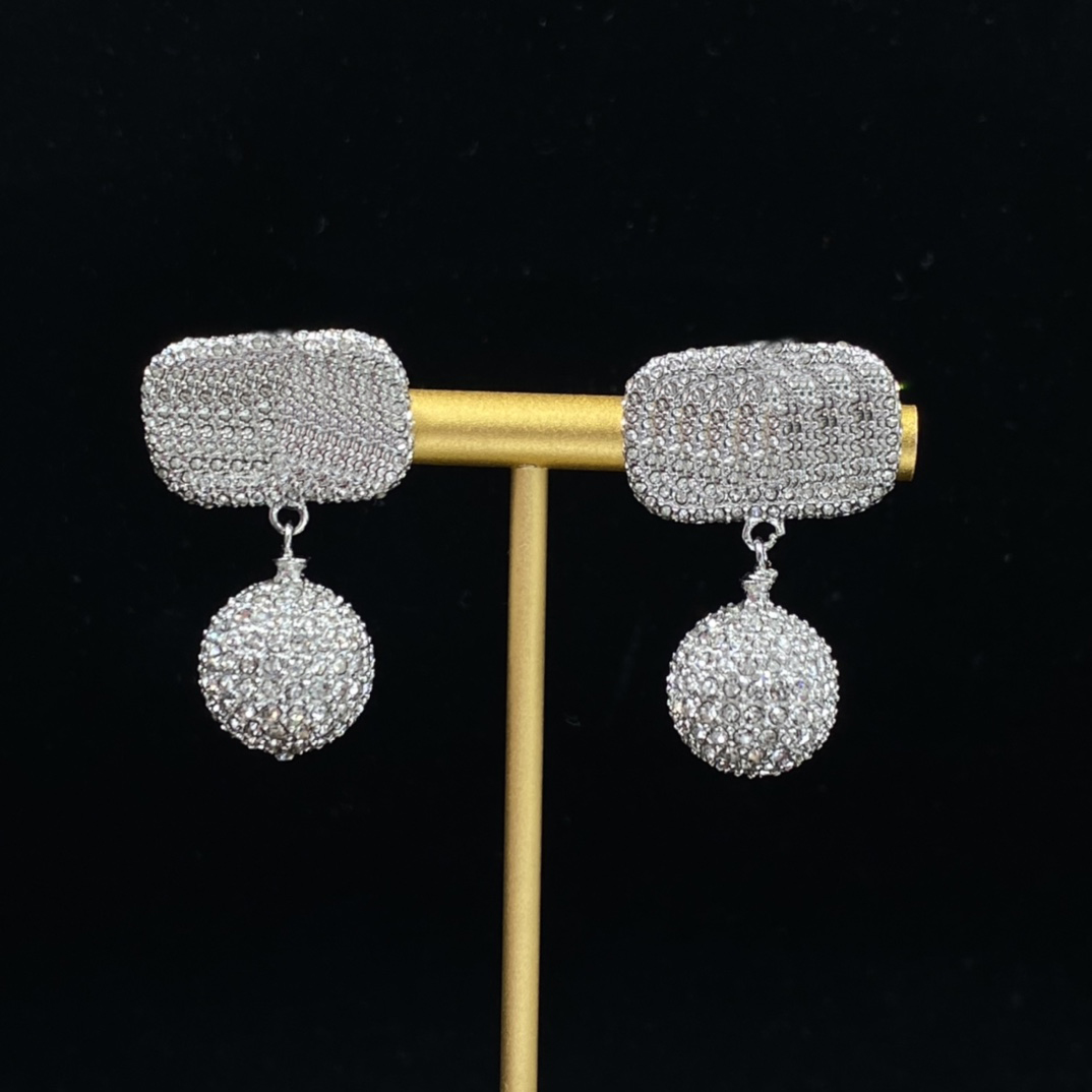 2023 Ohrringe Designer für Frauen Ohrstecker Luxus Diamant Kugel Anhänger Silber V Buchstabe 925er Silber Designer Schmuck Hochzeit Ohrringe