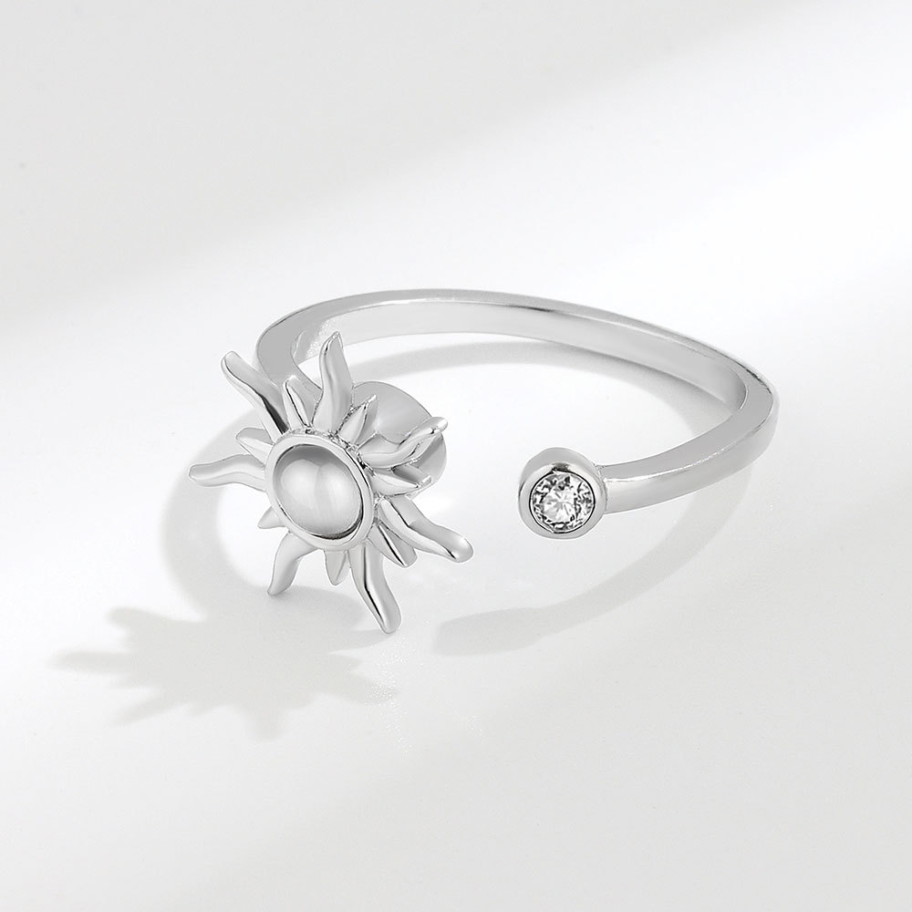 Sonnenblumen-Zappel-Fingerring, verstellbar, drehbare Ringe für Frauen, Strass-Schmuck