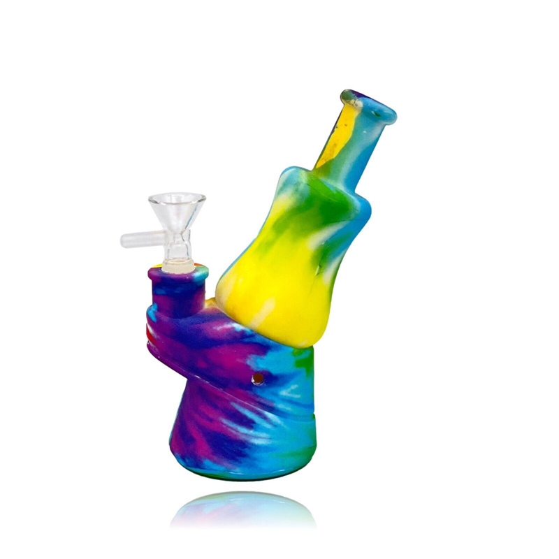 Bureau Coloré Portable Style Silicone Bong Pipes Kit Tabac Sec Filtre En Verre Entonnoir Bol Cuillère Handpipes Narguilé Main Fumer Porte-Cigarette Tube DHL