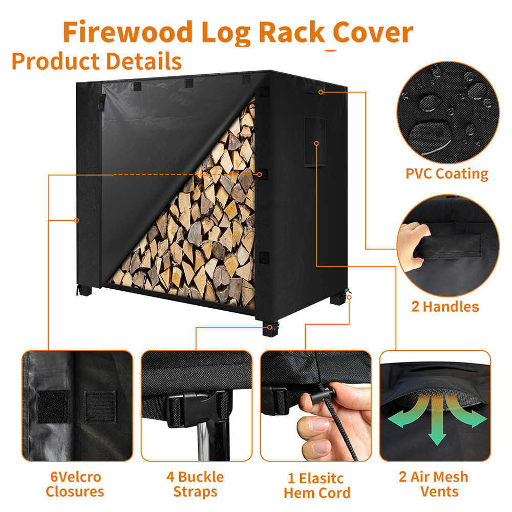 Nuovo 210D Panno di Oxford Legna da ardere Rack Cover Impermeabile Outdoor Patio Legna da ardere Log Rack Cover 4/8 / 12ft