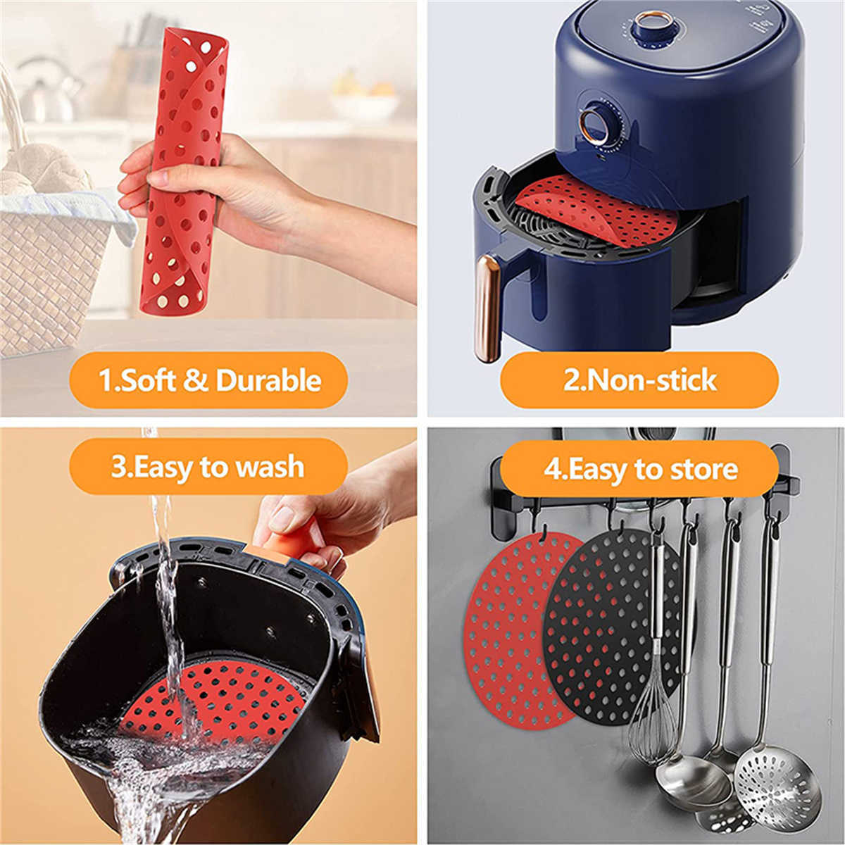 Nouveaux tapis de friteuse en Silicone tapis de vapeur antiadhésifs accessoires de friteuse à Air casseroles de cuisine outils de cuisson tapis de cuisson pour friteuse