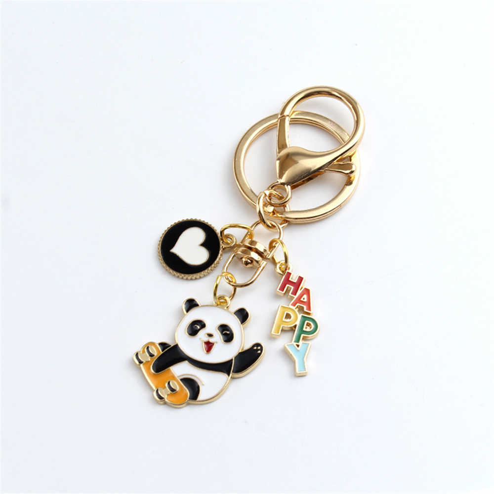 New Cartoon Panda Keychain Enamel Alloy Pendant Keyring for Women Men DIY Car Key Bag Accessories Jewelry Cute Animal Trinket Gift