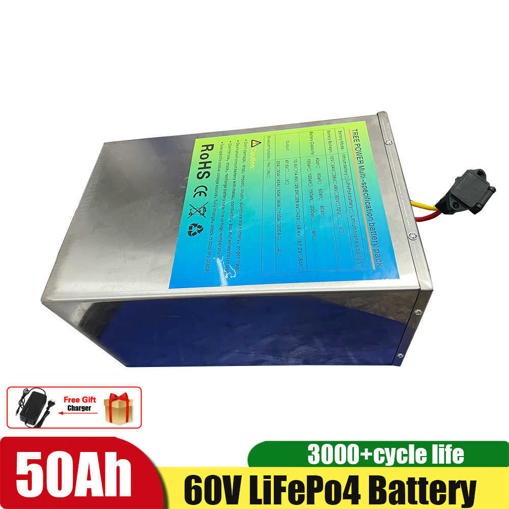 TPO 60V 50AH lítio LIFEPO4 Bateria BMS 20S para Bicicleta de Bicicleta 3000W Inversor de Scooter