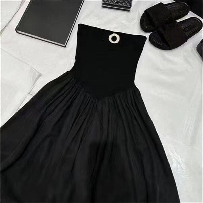 Summer Strapless Knitted Dress Sexy Spice Girl Sleeveless Black Tee Slimming Party Dress