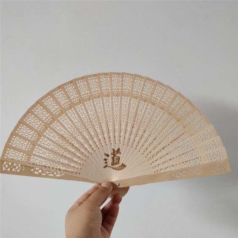 Sandelhout vouwen fan ambachten gepersonaliseerde trouwfans hout fan aangepast logo