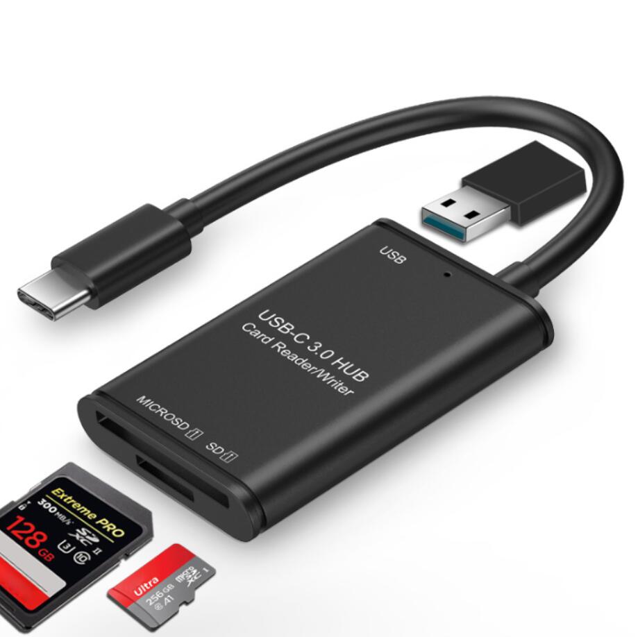 YC-500 Type-C الهاتف المحمول OTG Card Reader Reader Data Data ABS Plastic All-in-One USB 3.0 TF SIM READER