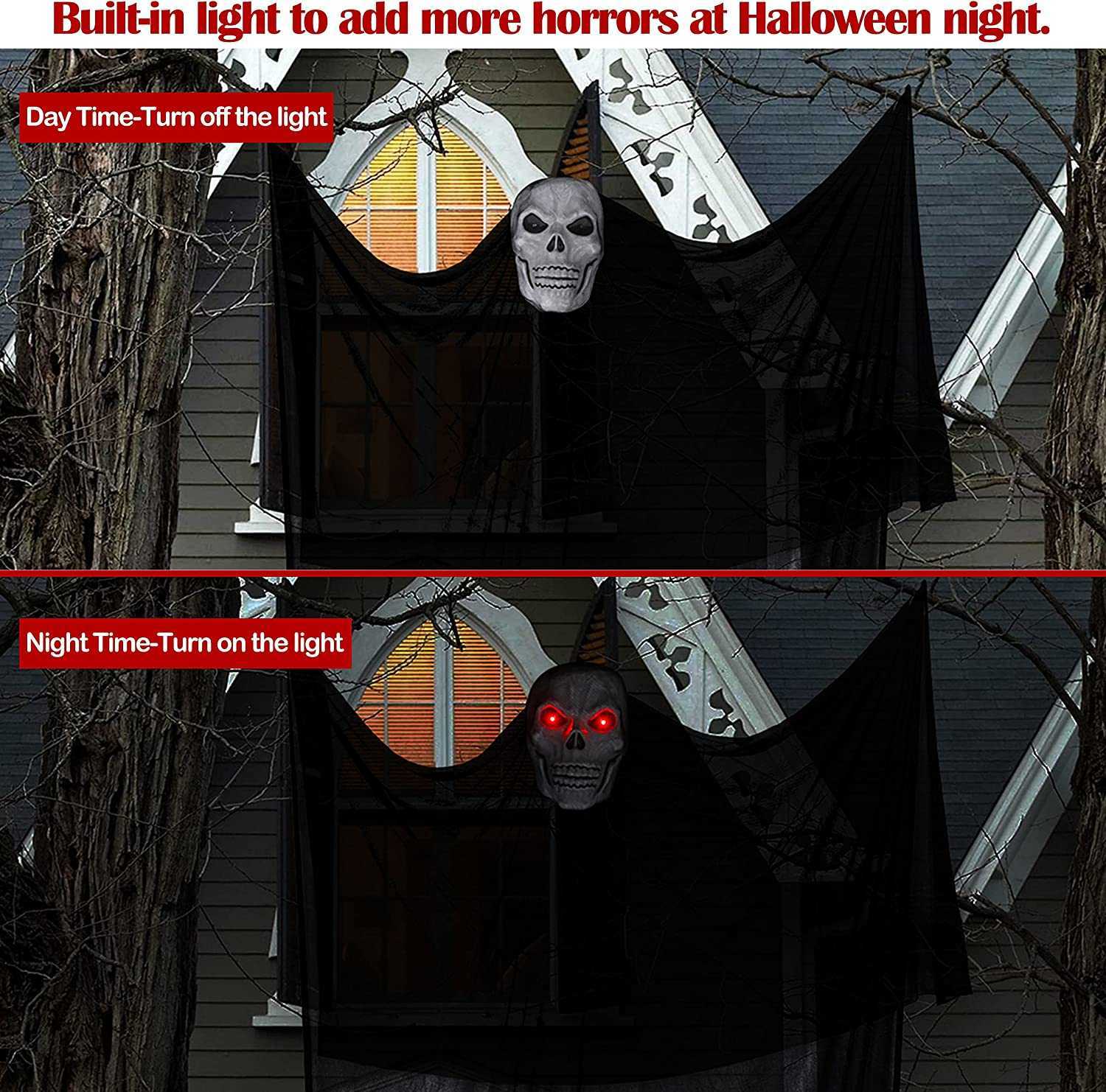 New 13ft Halloween Ghost Ornament with LED Glowing Eyes Horror Creepy Home Outdoor Garden Decoration