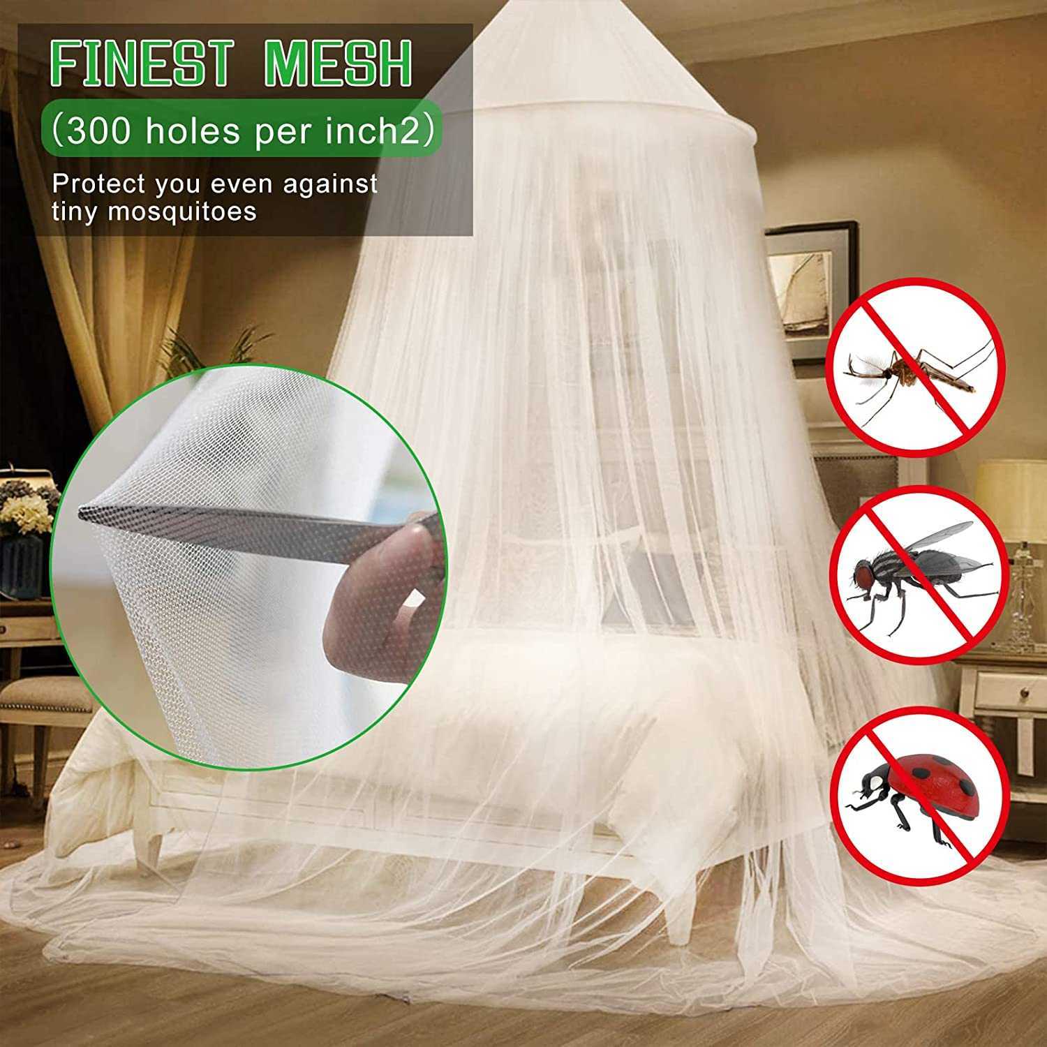 New Bed Canopy Mosquito Net Large Bed Hanging Curtains Netting for Single to King Size Beds Garden Camping Travel Home Decor