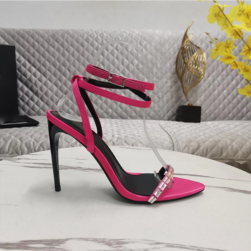 Zapatos de tacón alto de diseñador Vestido de marca de lujo para mujer Zapatos de boda Tacones altos de cuero brillante, cómodos y adelgazantes zapatos de fiesta de tacón delgado con cordones y punta abierta