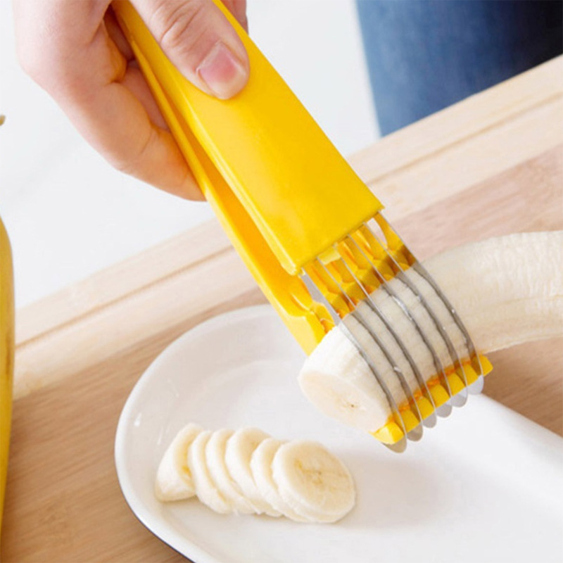 Taglia banane in acciaio inossidabile Affettatrice salsicce frutta e verdura Insalata Sundaes Strumenti Utensili da cucina Accessori la cucina Gadget