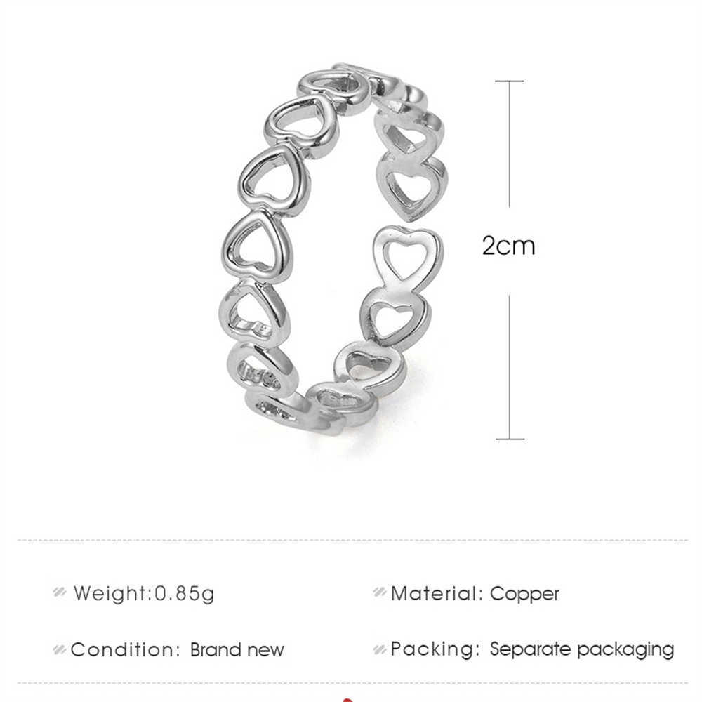 New Fashion Hollowed-out Heart Shape Open Ring Simplicity Temperament Jewelry for Women Girl Child Popular Gift