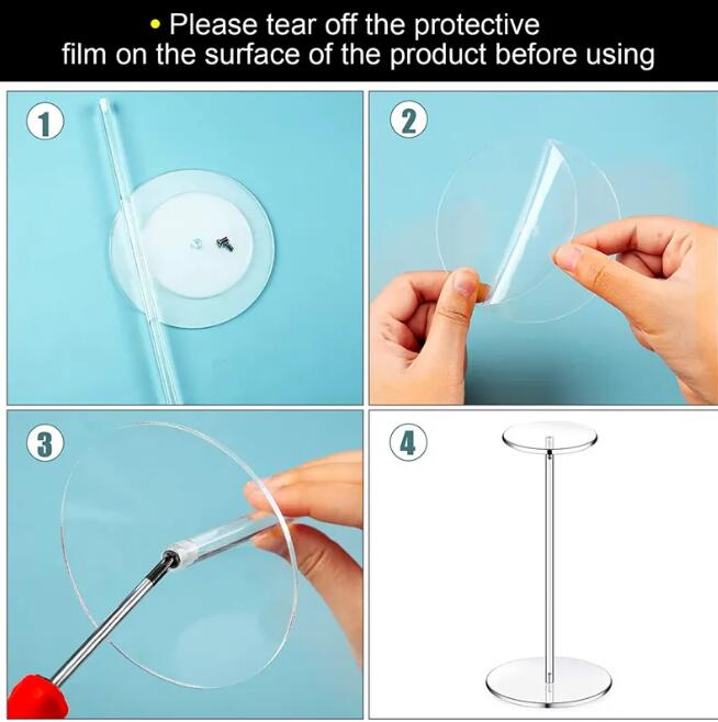 Akrylhattstativ peruk display rack klart stativ baseball hatt rack stativ rund rund akryl stiger för display hattsmycken