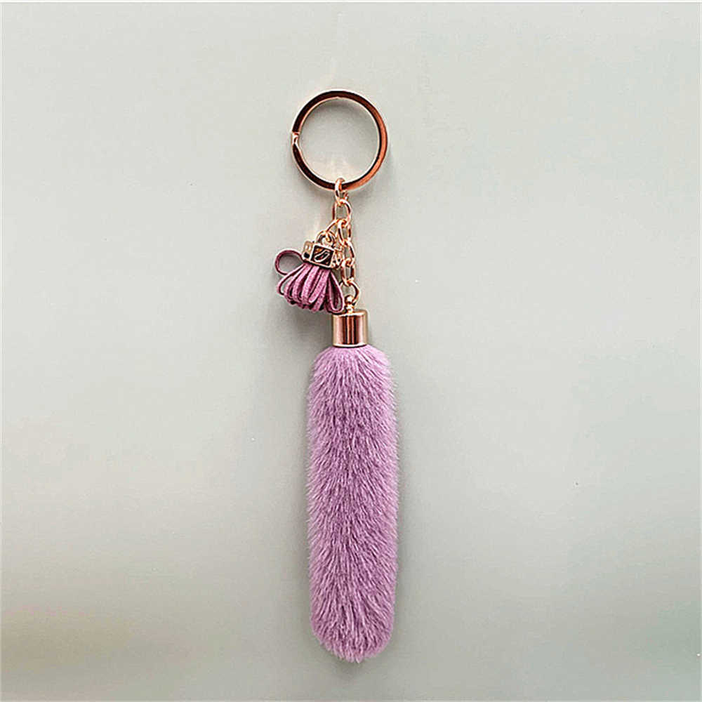New Creative Tassel Keychain Cute Cartoon Plush Bag Pendant Simple Art Decoration Women Men Handbag Accessories Car Key Holder Gifts