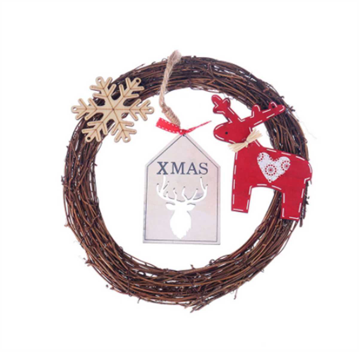 Nieuwe bruiloftdecoratie krans natuurlijke rattan krans slinger diy ambachten decor voor thuisdeur grand tree kerstcadeau feest ornament