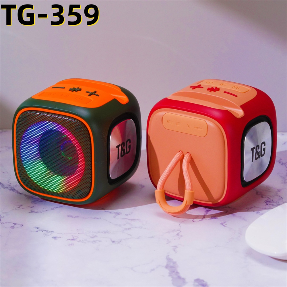 TG359 Drahtloser Bluetooth-Lautsprecher, tragbar, LED-Licht, RGB, quadratisch, Telefonständer, TWS Connect, FM, U-Disk, TF-Karte, Subwoofer, Stereo-Freisprecheinrichtung, Musik-Lautsprecher, Geschenke