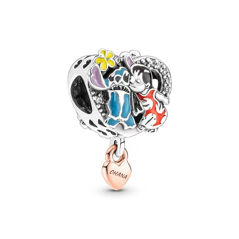 Fit Pandora Charm Bracelet Ginkgo Feuille Cochon Chat Princesse Double Coeur Européen Argent Perle Charmes Perles DIY Chaîne De Serpent Pour Les Femmes Bracelet Collier Bijoux