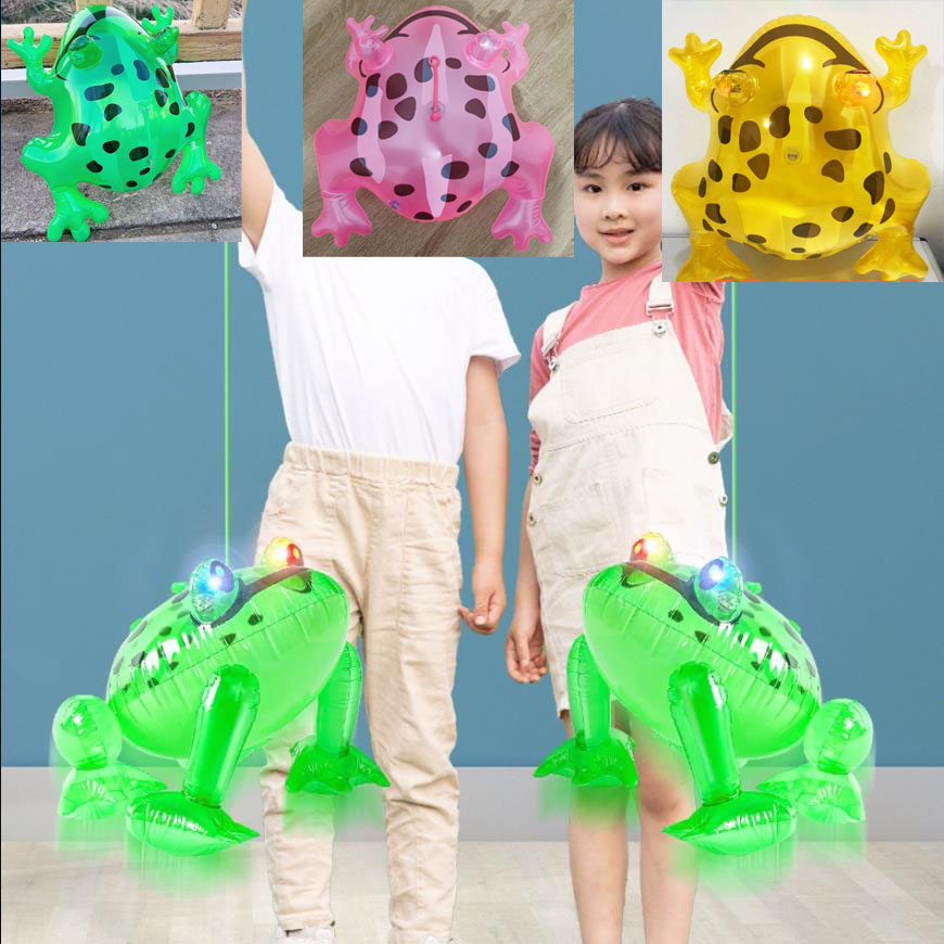 10st LED lysande groda pvc lnflatable leksaker groda boll ny elastisk groda blixt stor blixthoppande groda gåva ballong
