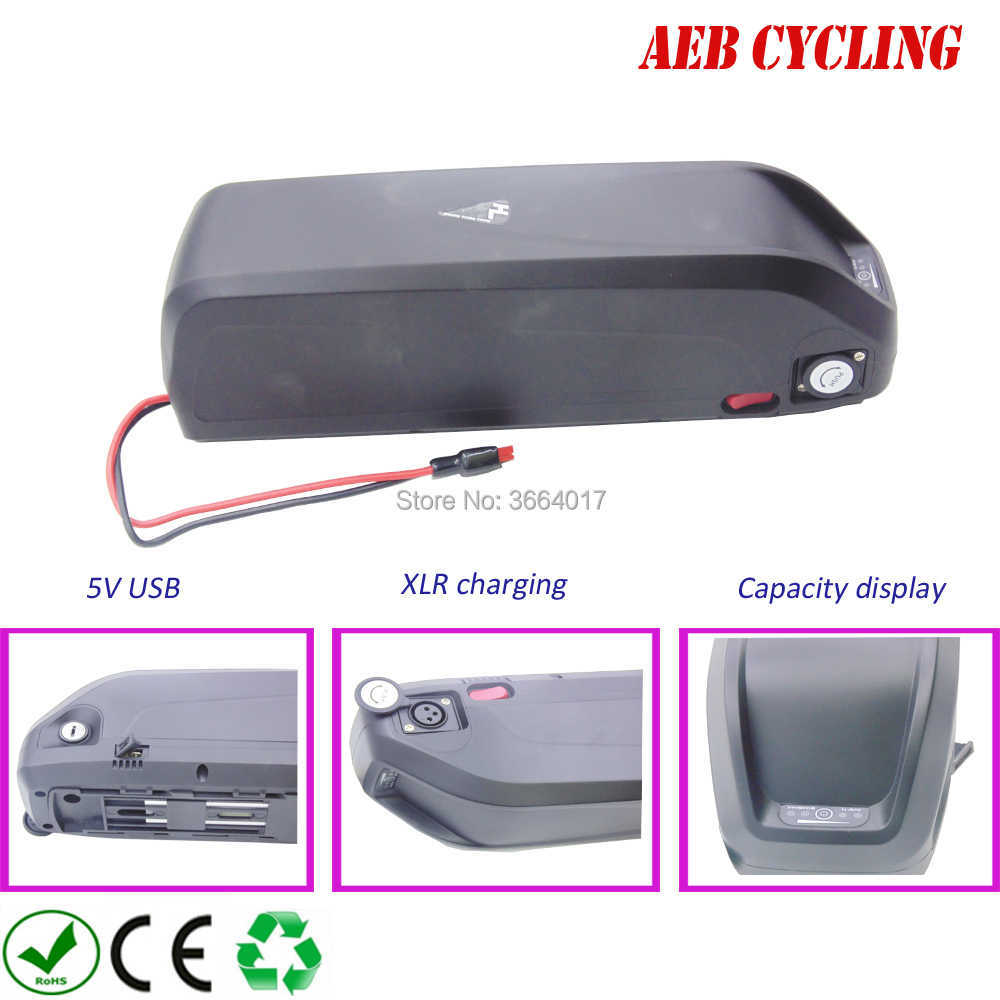 شحن مجاني USB Hailong أسفل أنبوب Ebike بطارية 500W 750W 1000W 36V 48V 52V 15AH 16AH