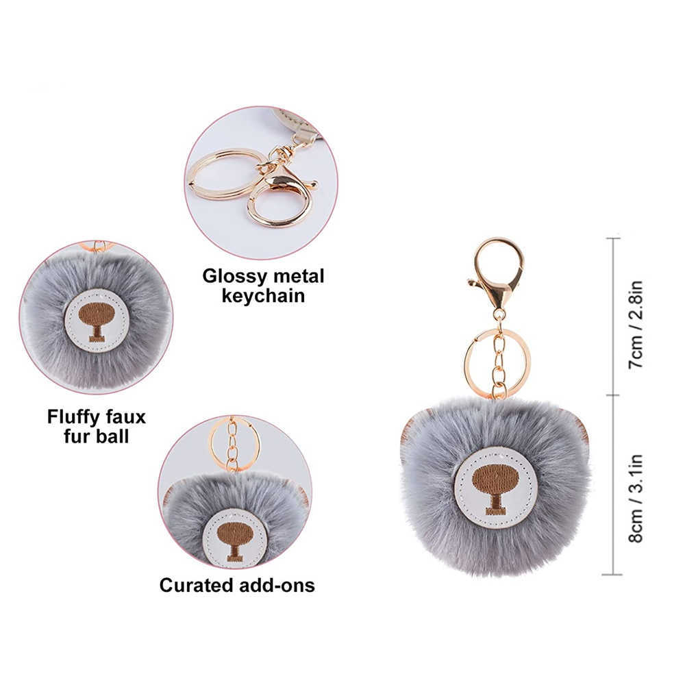 Ny söt Bear Pompom Keychain handgjorda tecknad päls boll Keyring för kvinnor flickor väska ornament bil nyckelhållare smycken tillbehör