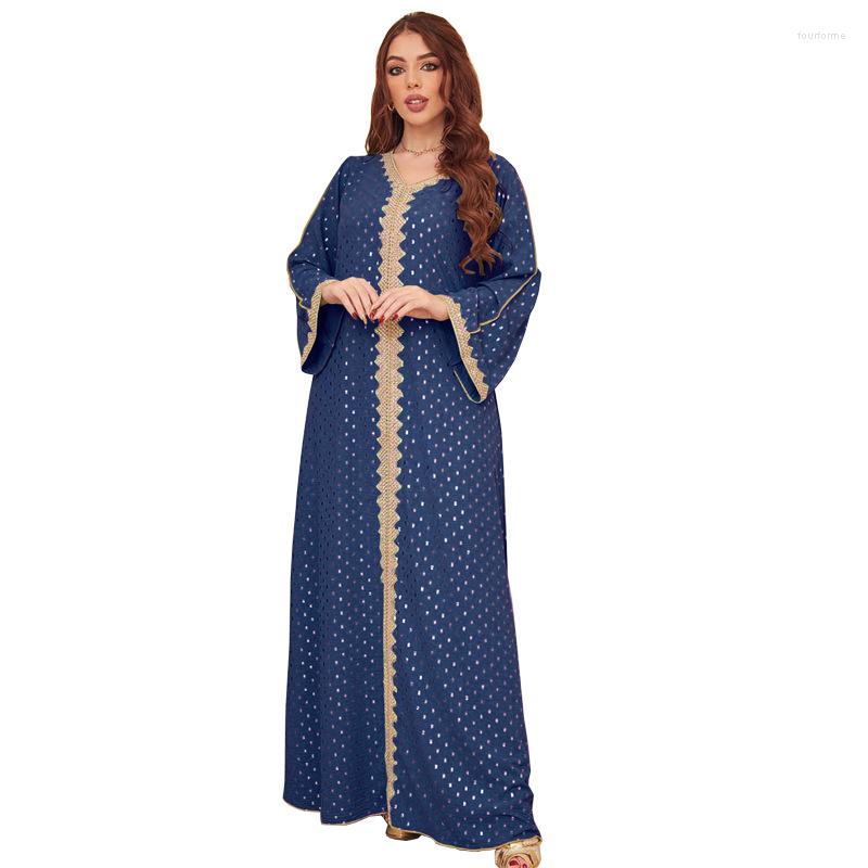 Ethnische Kleidung Ausverkaufspreis Damen Plus Size Große Maxikleider 2023 Elegante Langarm Abaya Abend Party Festival Muslim