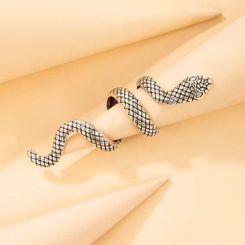New Vintage Snake Knuckle Rings Punk Serpent Reptile Open Ring for Women Girls Gothic Style Halloween Jewelry