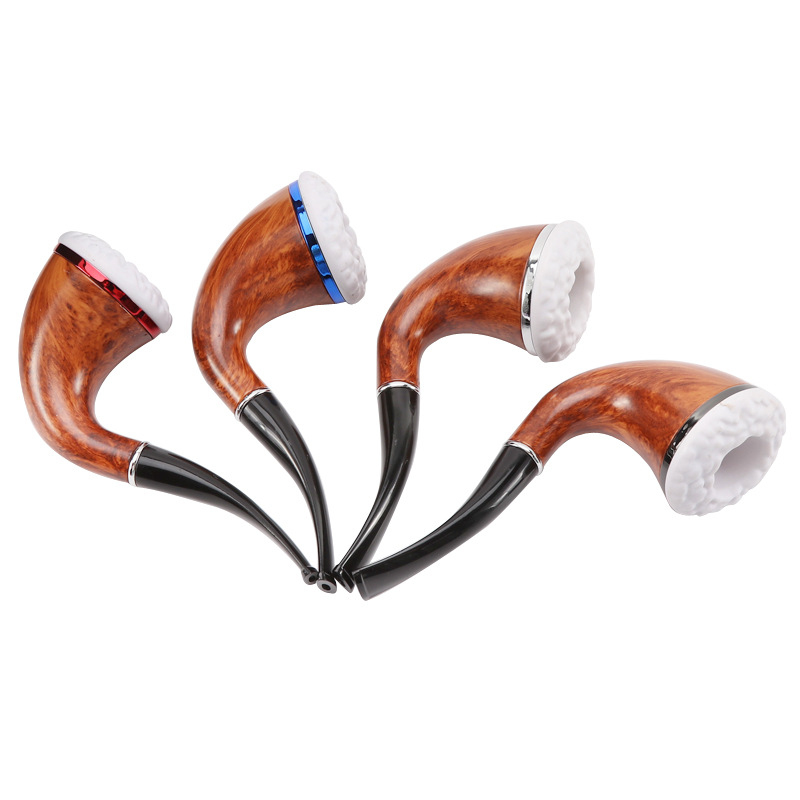 Smoking Pipes Direct Selling New Product Curved Resin Pipe Creative Colorful Handle Imitation Solid Wood Filter Pipe