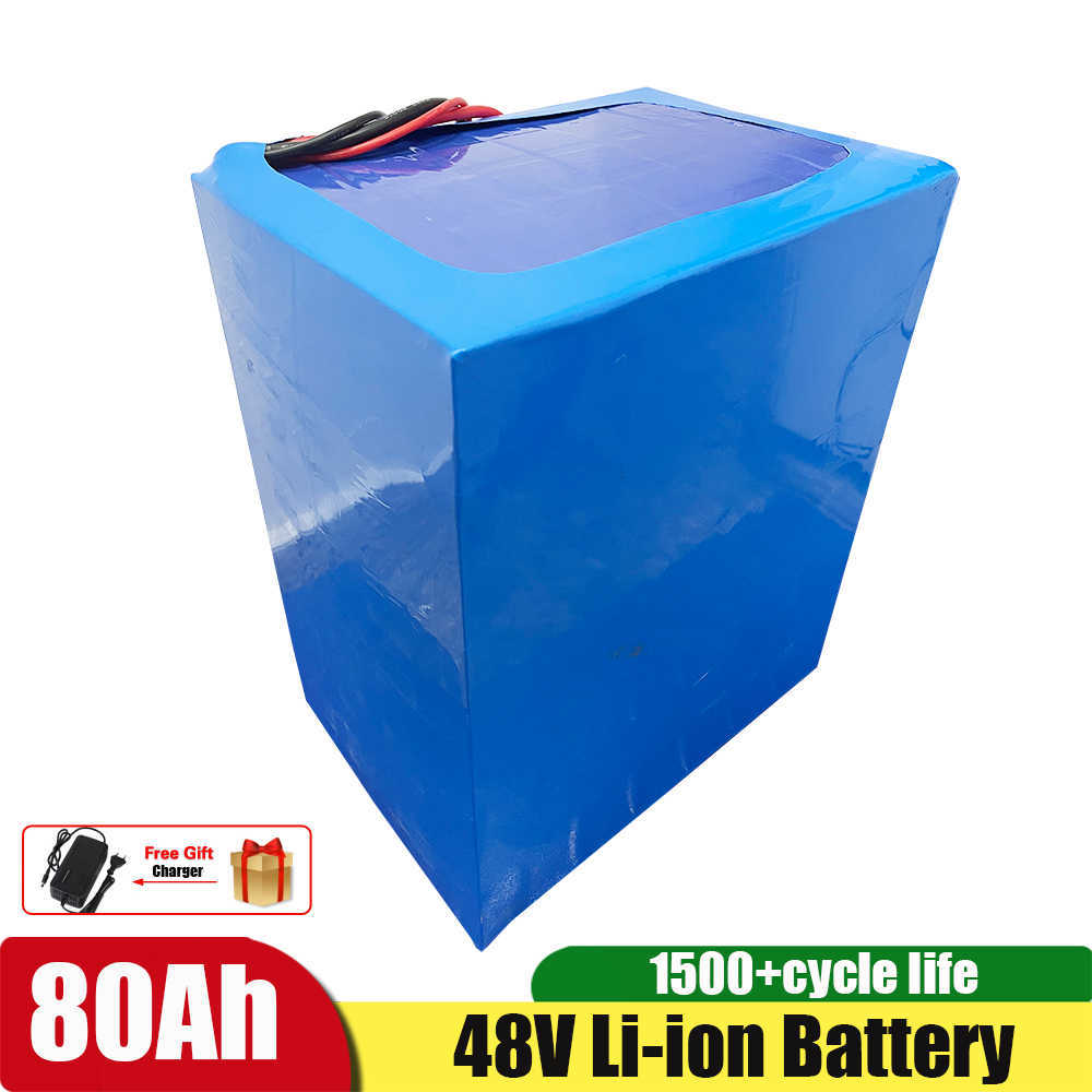 14S 13S 48V 80Ah Lithium Li ion Batterie 51.8V Avec BMS pour pic 5000W Voitures Touristiques/Moto Électrique + Chargeur 10A
