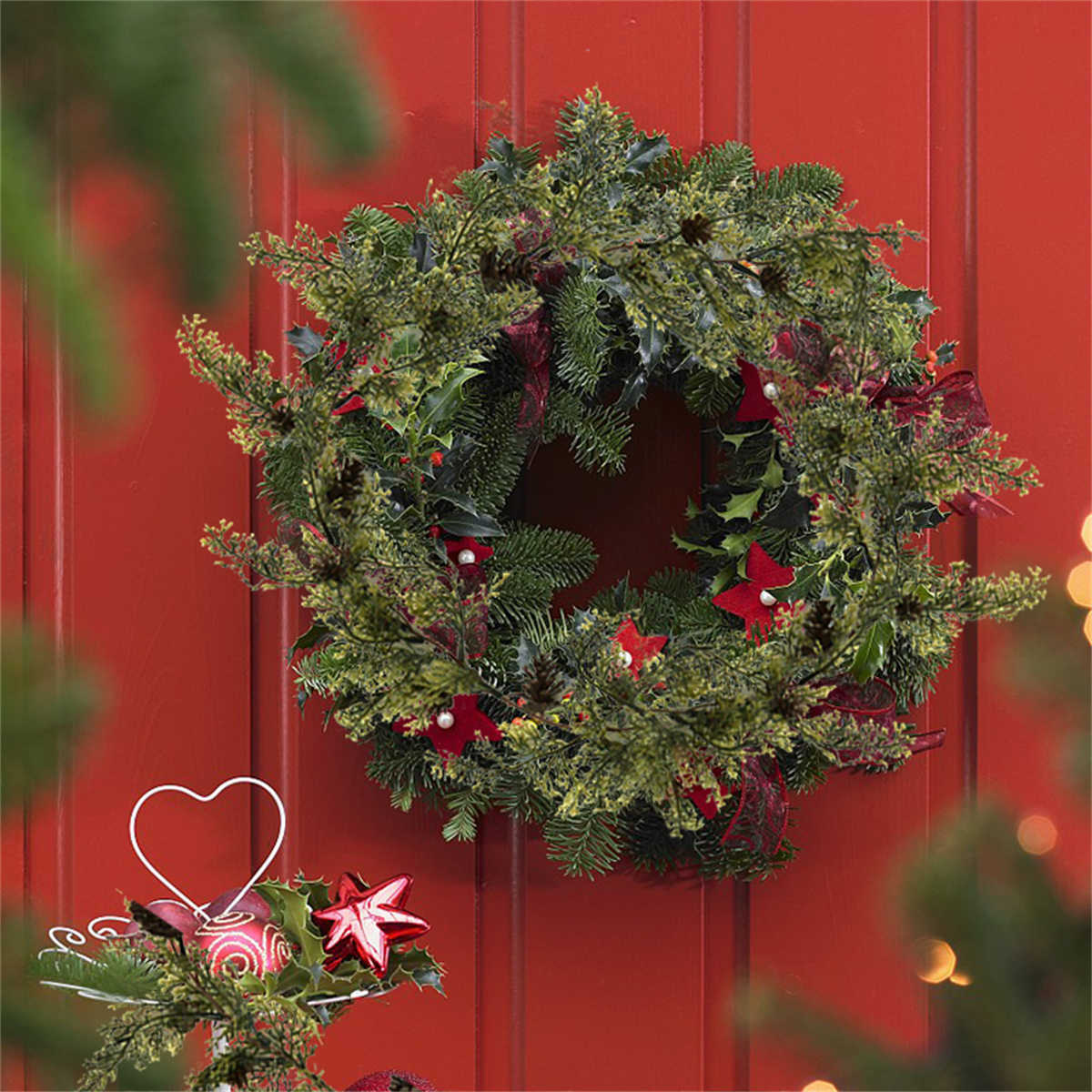 New Christmas Wreath Rattan Artificial Vines Hanging Floral Wreath Christmas Ornament for Home Christmas Door Frame Background Decor