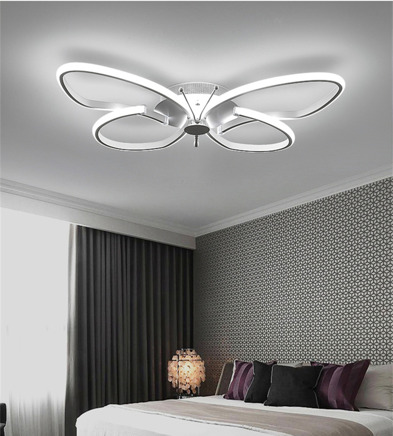 Nordic Creative Aluminum LED Butterfly Shaped Ceiling Light Simple Remote Control 22W 36W Living Room Girls Room Home Ceiling Lamp white