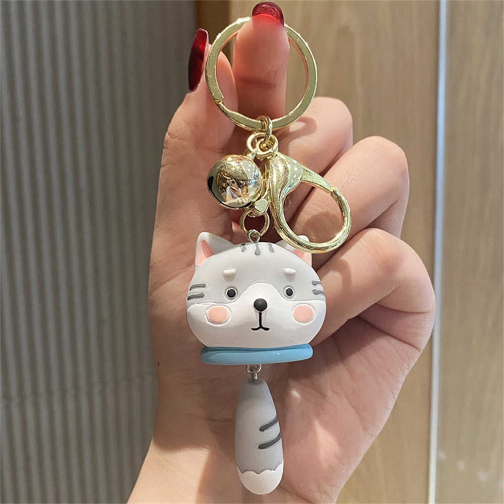 New Cartoon Corgi Dogs Keychain Resin Pet Doll Bells Pendant Keyring for Women Girl Backpack Charm Couple Toy Gifts Accessories