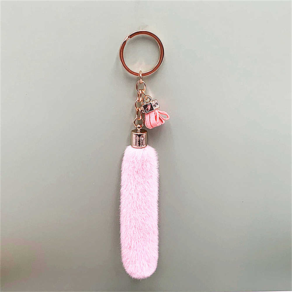 New Creative Tassel Keychain Cute Cartoon Plush Bag Pendant Simple Art Decoration Women Men Handbag Accessories Car Key Holder Gifts