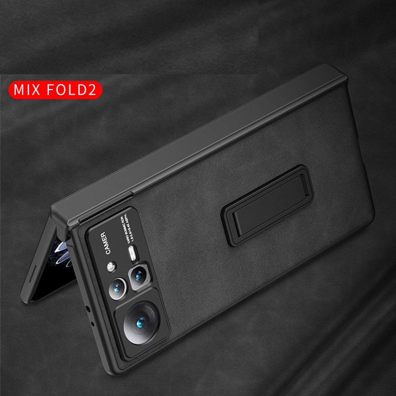 Estuches de cuero mate para Xiaomi Mix Fold 2 Estuche Soporte magnético plegable Bisagra Película protectora Cubierta de pantalla