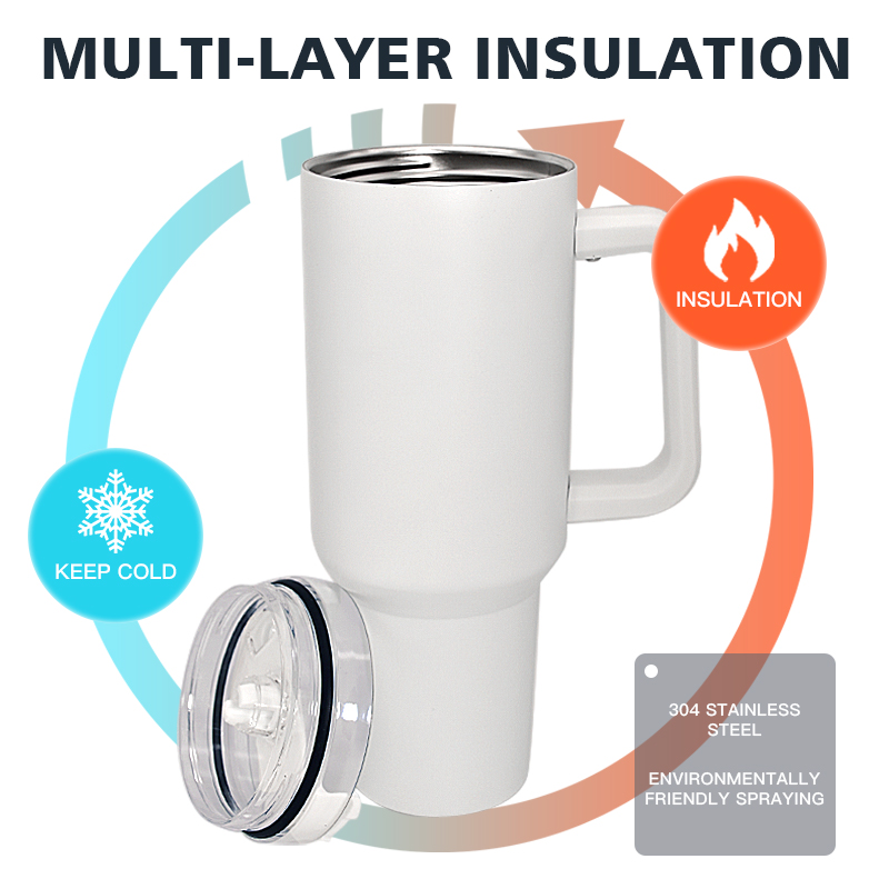 40 unz sublimacja blask w ciemnym kubku z pokrywką i słomkami ze stali nierdzewnej podwójna próżniowa kawa kubka z uchwytem kubek do kawy kubek podróży kubek DIY