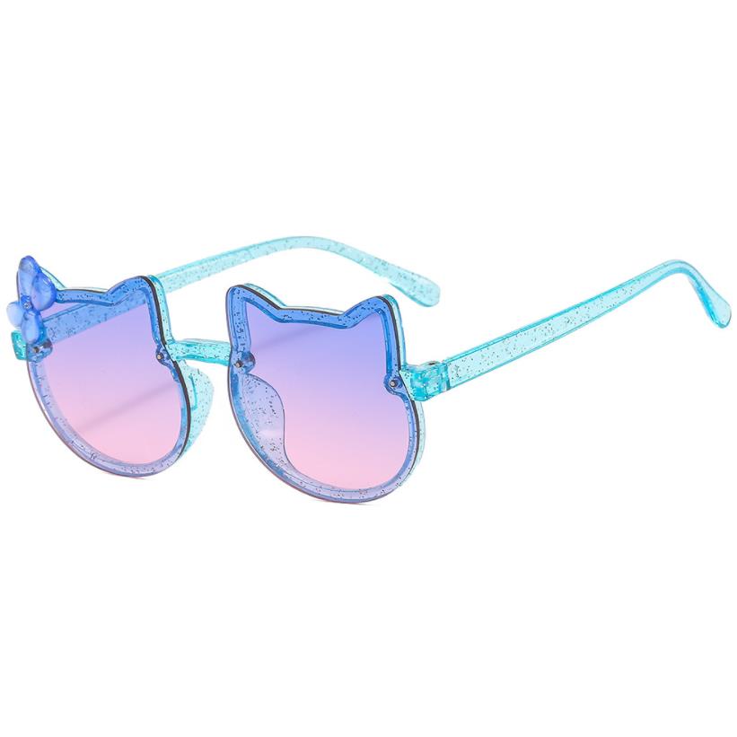 Two Ear Children's Sunglasses with Colorful Bow Knot Shining Shiny Sunglasses for Boys and Girls Fashion Selfie Glasses