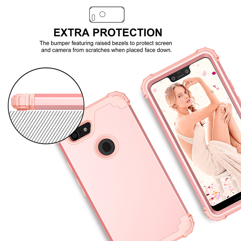 3 in 1 Shockproof Phone Cases For Pixel 3 3A 4 4A 5 5A 6 6A 7 7A XL Pro Hybrid PC Silicone Heavy Duty Anti-Drop Phone Case Back Cover Shell