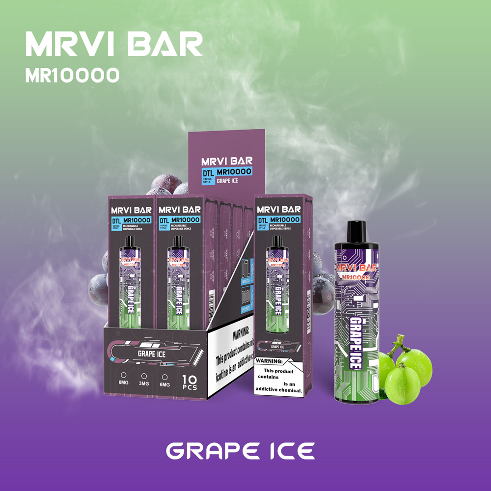 Original MRVI BAR 10000 10K PULDS DTL engångsspod E -cigarettanordning med 850 mAh laddningsbart batteri 19 ml Förfylld POD DTL Vaping Style Stick Pen