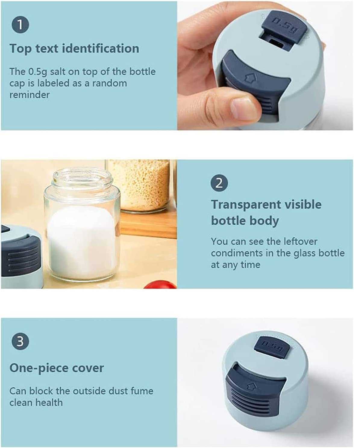 New Quantitative salt shaker push-type salt control bottle seasoning jar tool pepper spice container glass limit salt shaker 5g