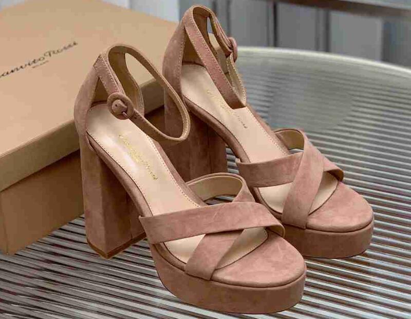 RealFine888 Dress Shoes 5A GR8186330 Gianvitrosi 11,5 cm Hoge Heels Sandalen 3,5 cm platformpompen Slippels Fashion Shoe voor vrouwen maat 35-41